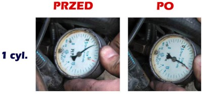 Compression pressure Fiat Cinquecento, before and 1722 km after the addition of ceramizer, the first cylinder