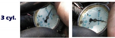 Compression pressure Fiat Cinquecento, before and 1722 km after the addition of ceramizer, third cylinder